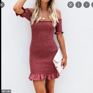 Pink Off-shoulder, Body-con Dress